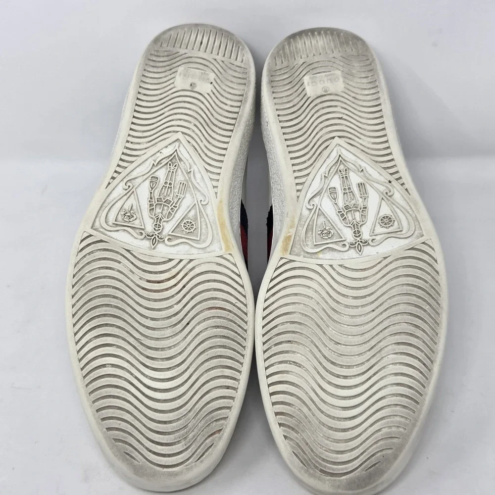 Gucci Ace Sneakers 386750 White Leather Low-Top Sneakers Men's Size 11